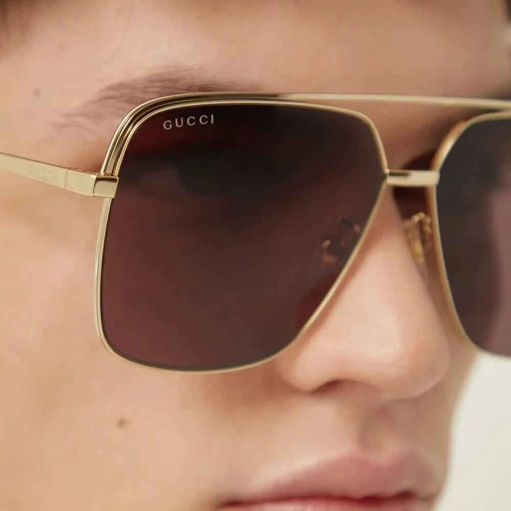 Gucci Men Sunglasses Gold Brown Aviator GG1676S NAVIGATOR 002 BRAND NEW